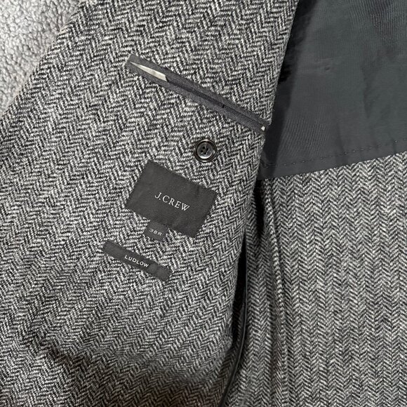 J Crew Ludlow Wool Cotton Herringbone Moon Blazer Sport Coat - Men's Size 38R - Picture 8 of 13